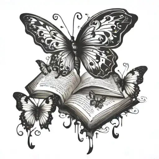 Book With Semi Colon And Butterflies