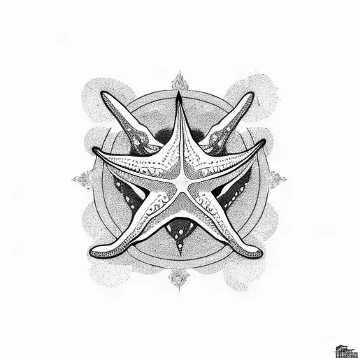 Starfish And Whales In Flat Line