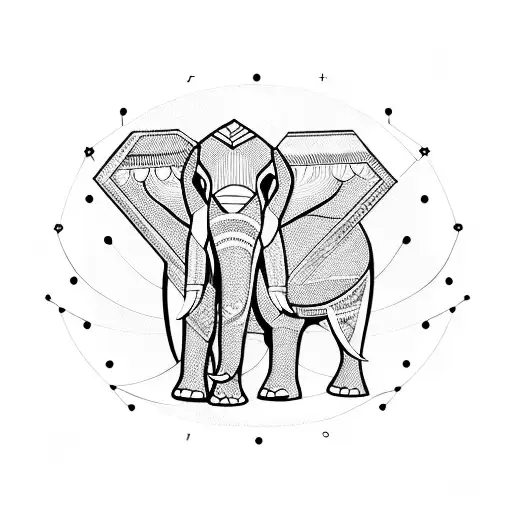 A Geometric Elephant With Musical Instruments As Patterns