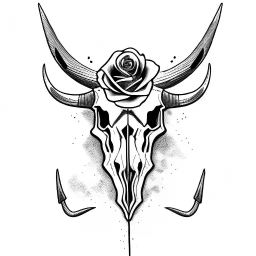 Bull Skull With Rose