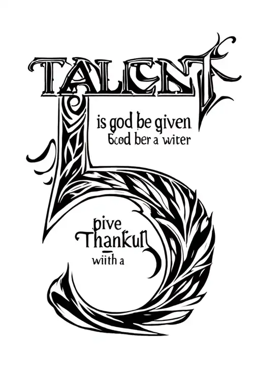 Tribal Tattoo With The Word Talent Is God Given Be Thankful With A Number 5