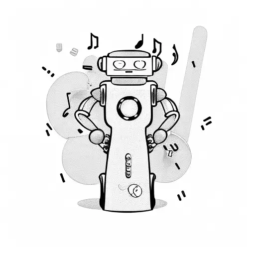 A Sleeping Robot Surrounded By Floating Coffee Mugs And Musical Notes