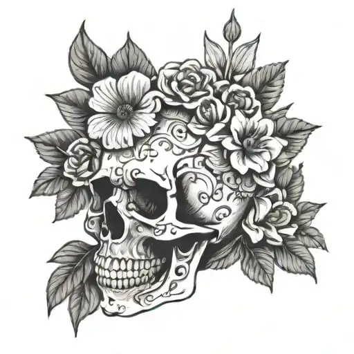 Skull With Flowers