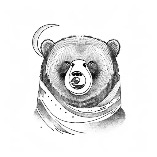 Parent And Child Bear With Moon