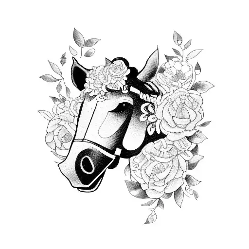 A Mechanical Horse Surrounded By Flowers In A Forest