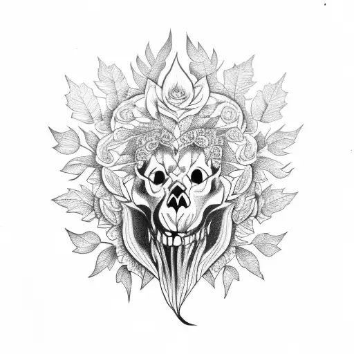 Leafskull With Flower And Lion