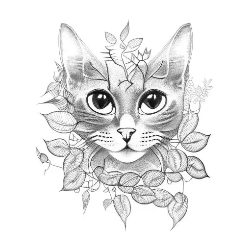 A Blackwork Tattoo Of A Coffee Grinder Surrounded By Delicate Plant Vines And Cat Whiskers