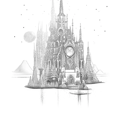 A Futuristic Cityscape With Gothic Architecture Elements