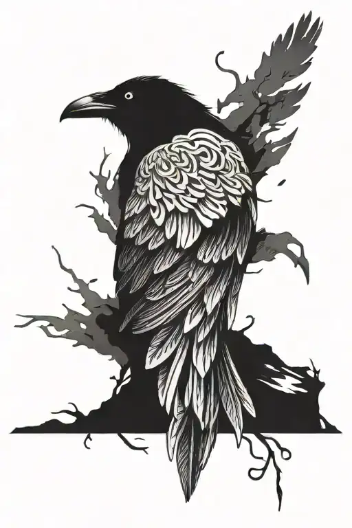 Raven With A Fight With Itself But Winning