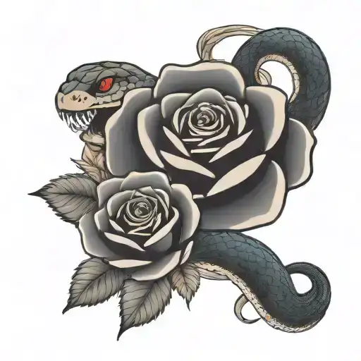 Snake And Rose Intertwined