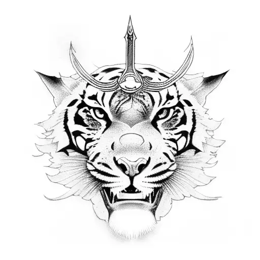 One Dragon And Two Tigers With Swords