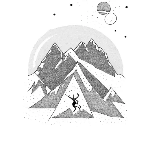 A Cosmic Tarot Card With A Mountain Silhouette In The Background