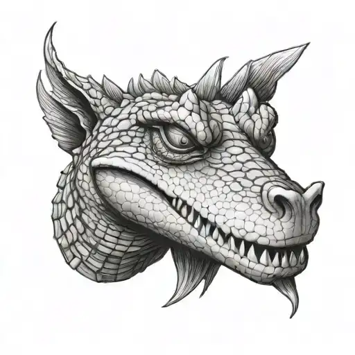 Sobek Crocodile God Realistc Black And White