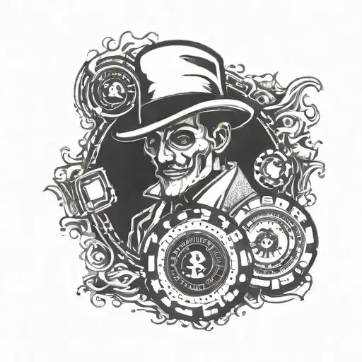 A Poker Chip With A Ghostly Gangster Silhouette In The Center
