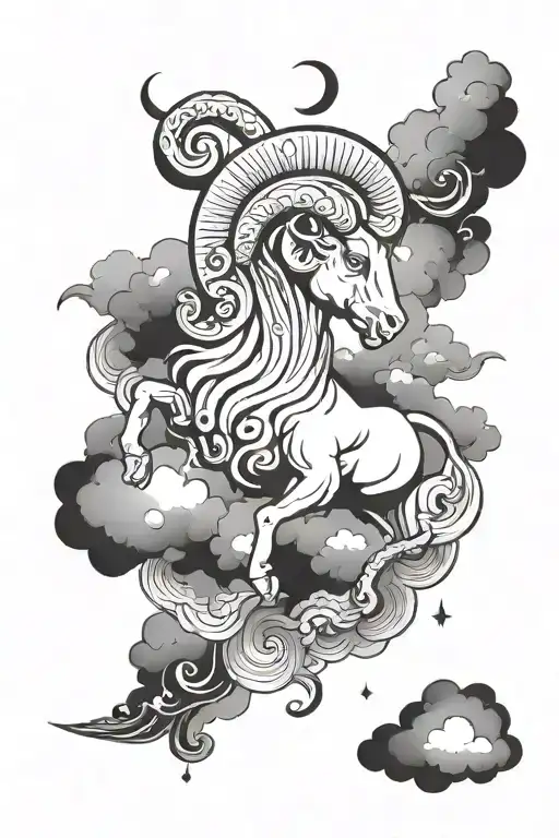 Aries Zodiac Sign God Clouds Surrounding