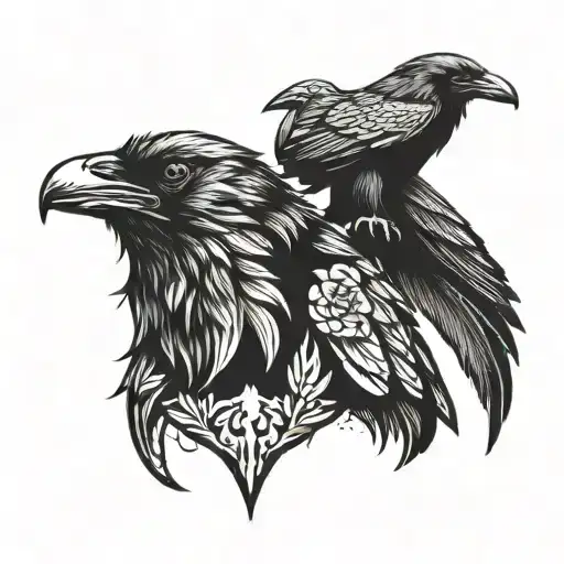 Raven And Wolf Head