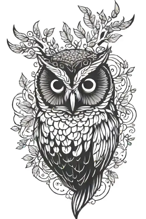 Owl With Little Deer Antlers