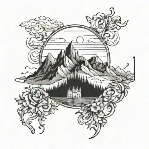 Italian Band Around Arn With Mountians Between Them