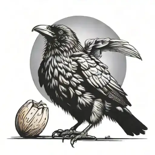 Realistic Crow Taking Off For Flight With A Peanut