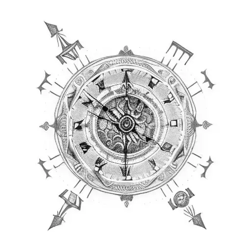 Brocken Pocket Watch With Compass With Ouroboros