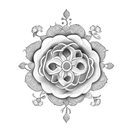 Grandma Shadow Portrait In Flower Frame Medallion