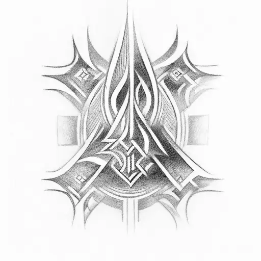 Black Bands Alternating With Lines From The Havamal In Elder Futhark