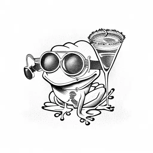 A Frog Wearing Aviator Goggles And Sipping A Cocktail