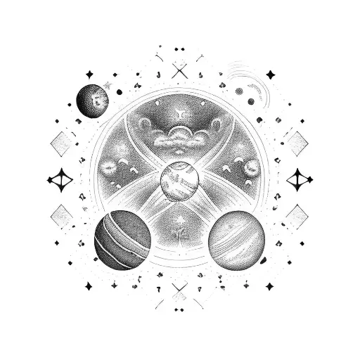 Celestial Family Portrait With Each Member Represented By A Different Planet Or Star