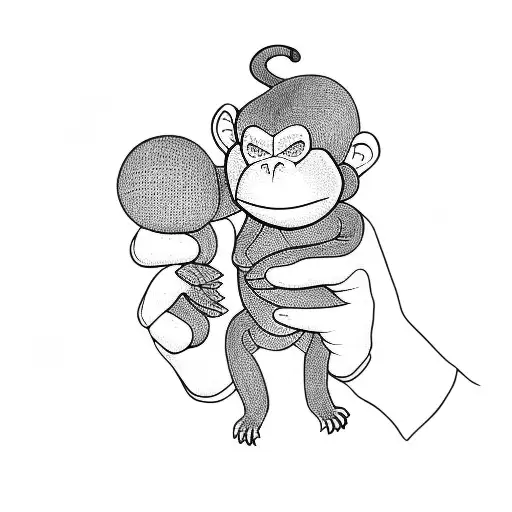 A Monkey Holding A Puppet