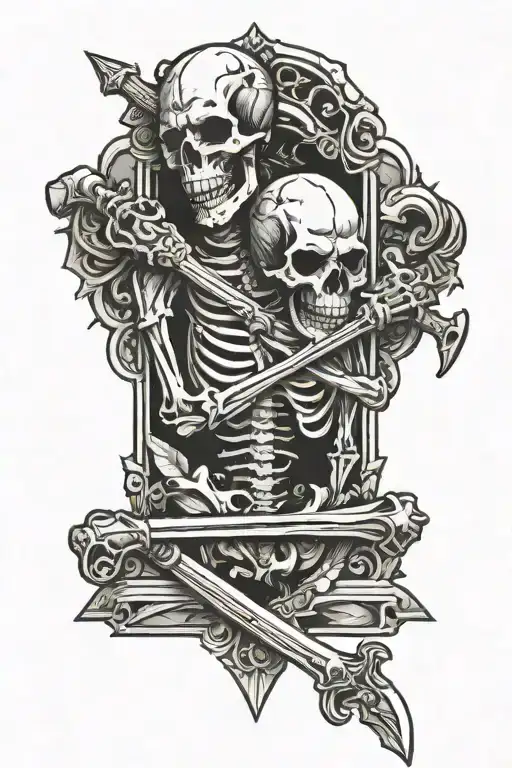 Two Of Sword Tarot Card Skelton