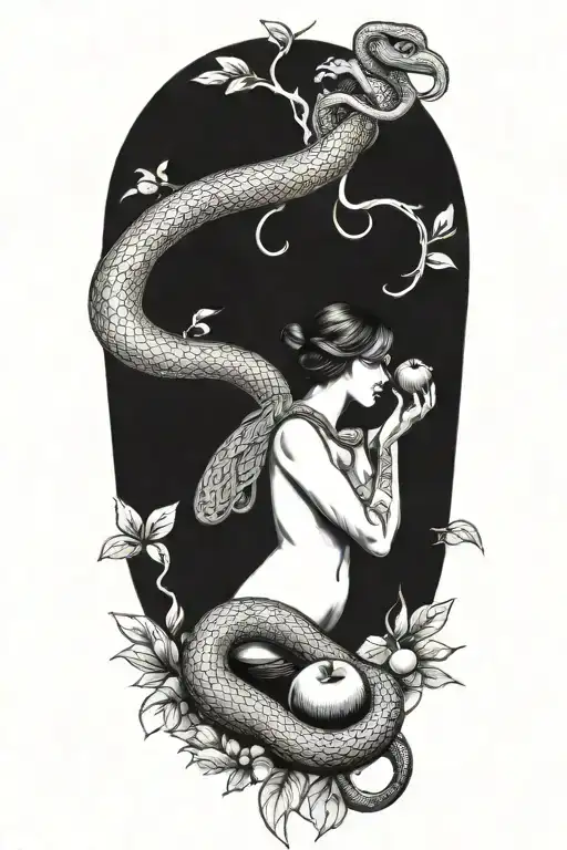 Eve Eating The Apple And Snake