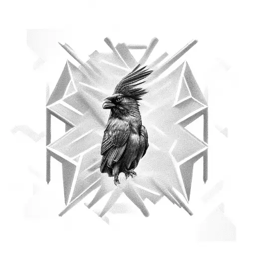 A Half Man Half Raven Perched On A Dna Double Helix