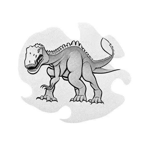 Kids Footprints Forming The Silhouette Of A Dinosaur