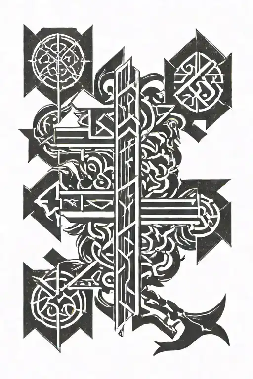 Nordic Runes Black In Lines