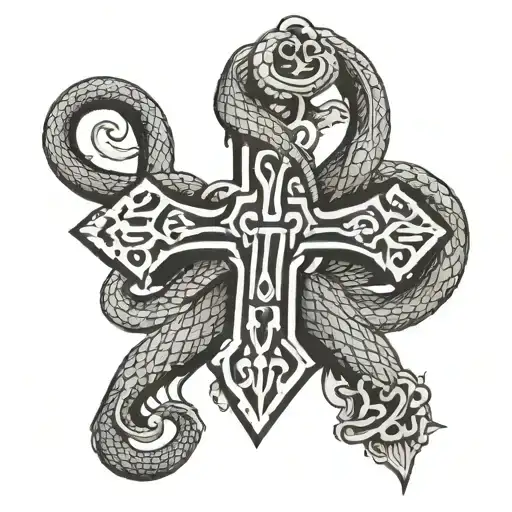 Cross With Snake Wrapped Dark