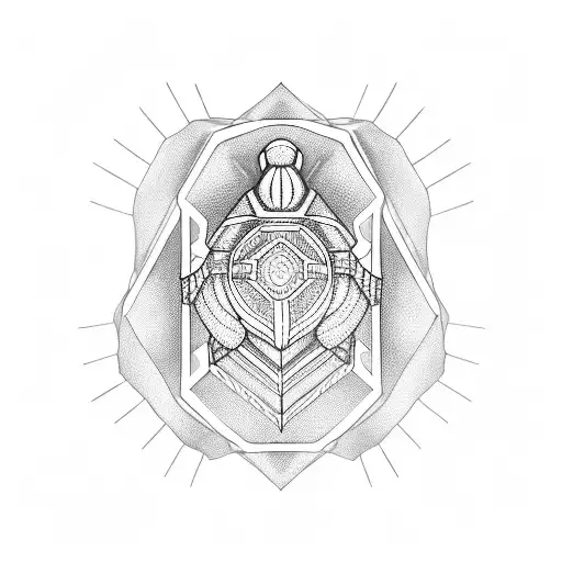 Black Pharonic Very Simple Scarab With Hexagonal Touch