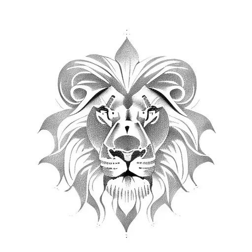 Palm Leaves And Lion Head