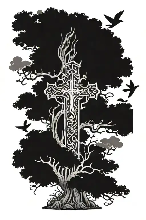 Sleeve Tree And Cross With God
