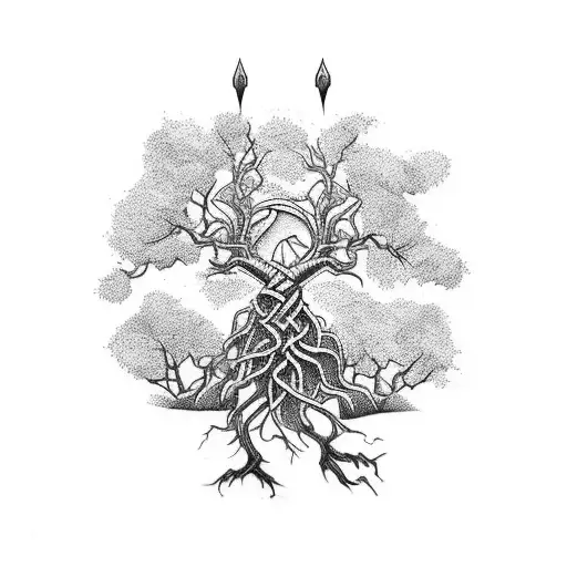 Tatto Of Yggdrasil In Arm