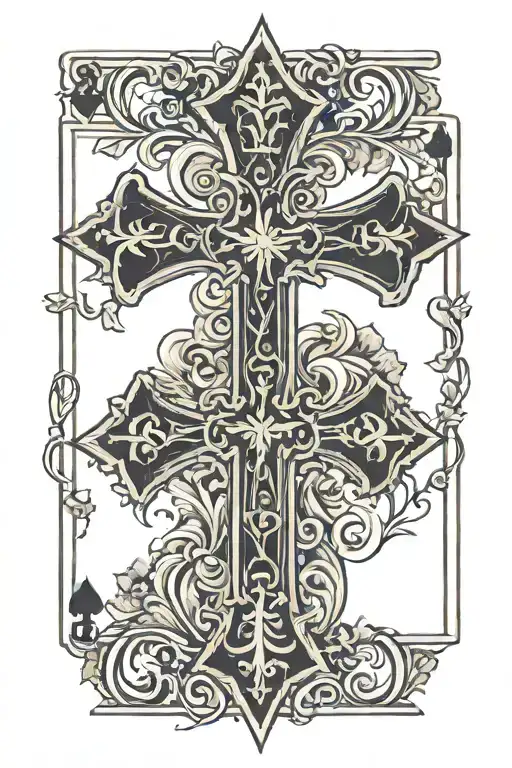 Roman Cross With Playing Card Back Design Featuring