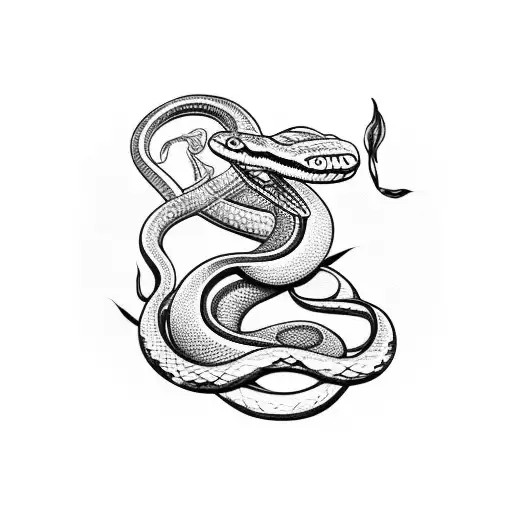 Snake With Rose In Knife