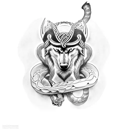 Viking With Wolf And Snake Sleeve