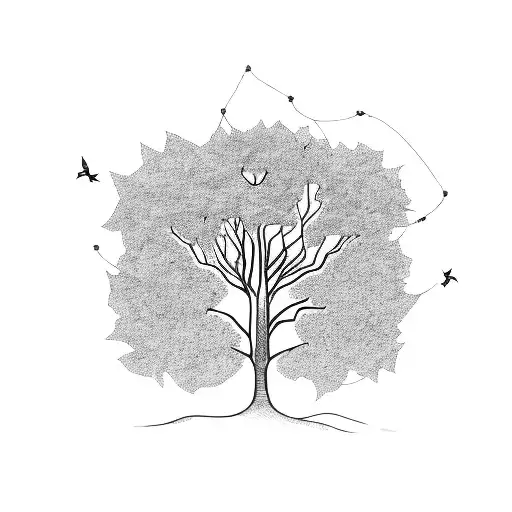 Tree With Father And Daughter