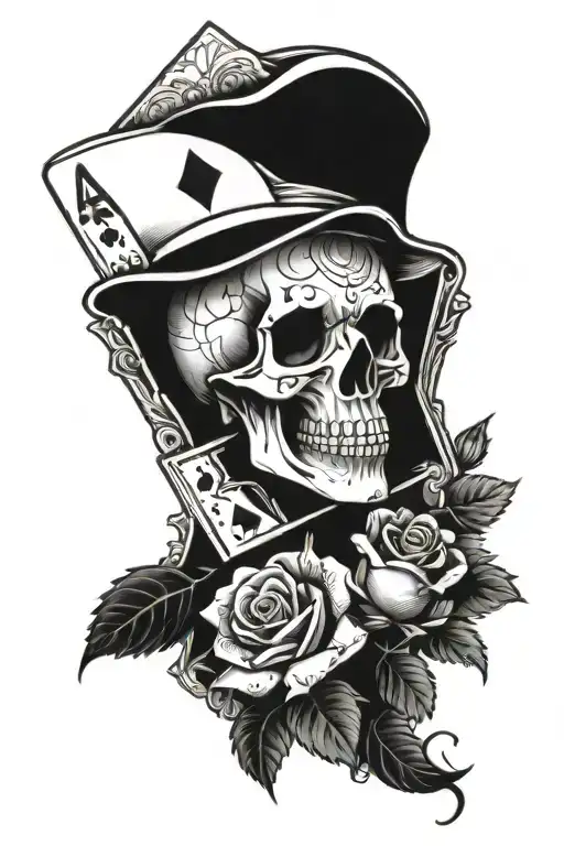 Skull Ace Card Roses Dice