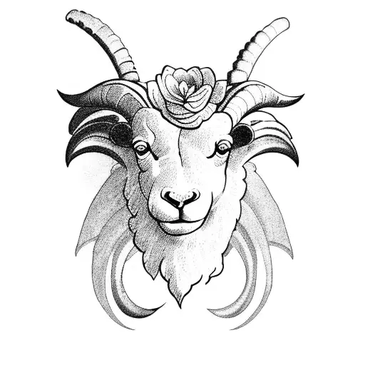 Ram With Gothic Flowers