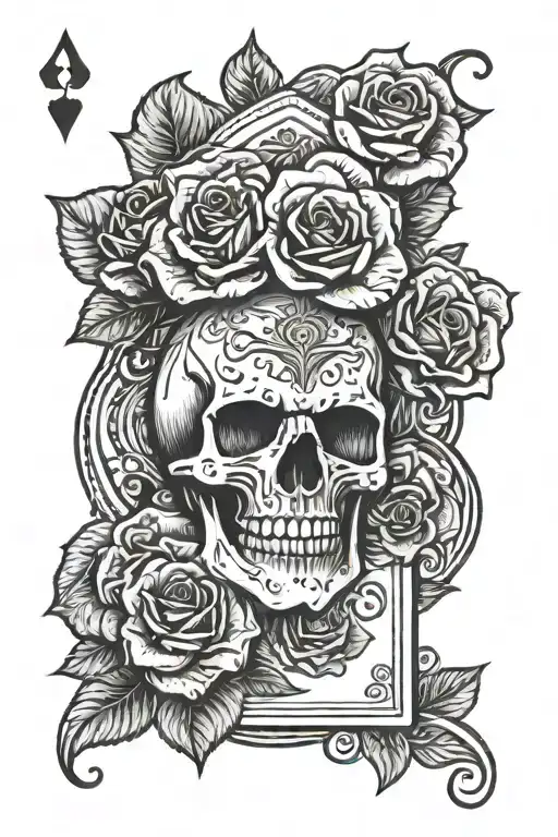 Skull Ace Card Roses