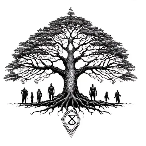 Yggdrasil Tree With Family North Rune
