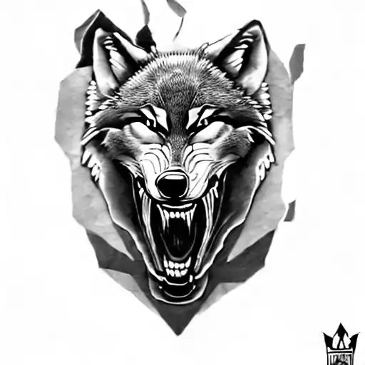 A Wolf Head With A Panther Head Inside His Mouth