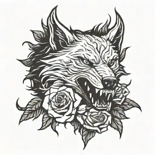 Werewolf And Rose Intertwined