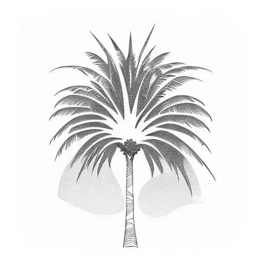 Palm Tree With Two Birds